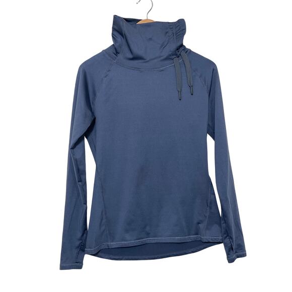 Layer 8 Medium Blue Quick Dry Performance Long Sleeve Turtle Tie Neck Sweatshirt - Picture 1 of 6